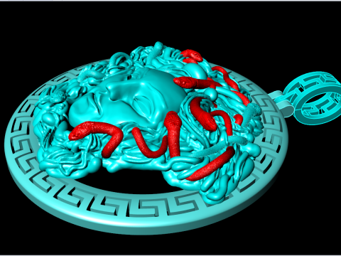 Medusa kolye ucu - İnsan kafası kolye ucu - Mitolojik kolye ucu - N592 3D Baskı Modeli