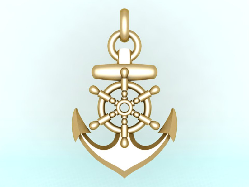 锚吊坠 - 水手吊坠 - N159 3D 打印模型 .c4d .max .obj .3ds .fbx .stl .blend 