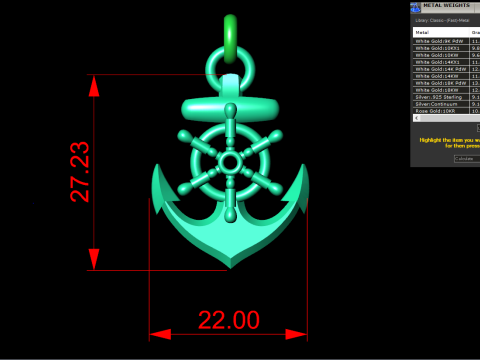 锚吊坠 - 水手吊坠 - N159 3D 打印模型