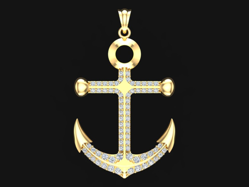 锚吊坠 - 水手吊坠 - N934 3D 打印模型 .c4d .max .obj .3ds .fbx .stl .blend 