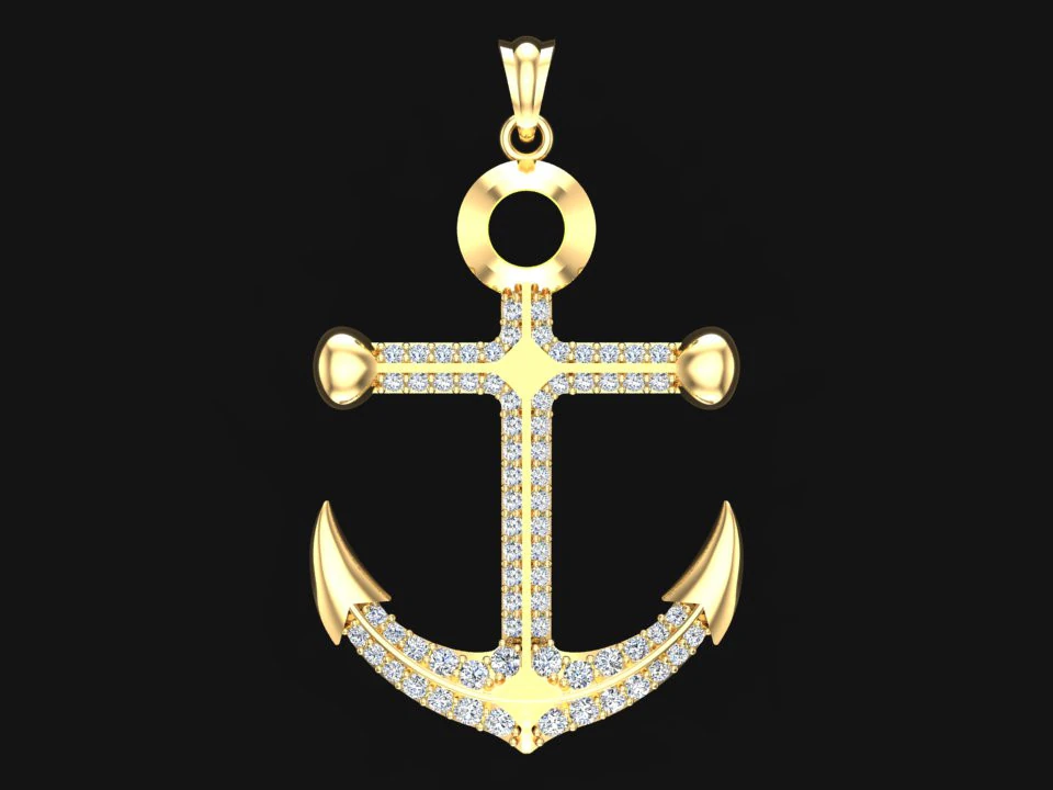 Anchor pendant - Sailor pendant - N934 3D Print Model .c4d .max .obj .3ds .fbx .stl .blend 