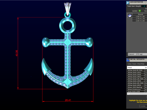 锚吊坠 - 水手吊坠 - N934 3D 打印模型