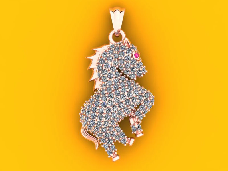Horse pendant - Zodiac pendant - N258 3D Print Model .c4d .max .obj .3ds .fbx .stl .blend 