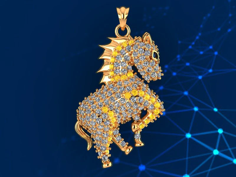 Horse pendant - Zodiac pendant - N793 3D Print Model .c4d .max .obj .3ds .fbx .stl .blend 