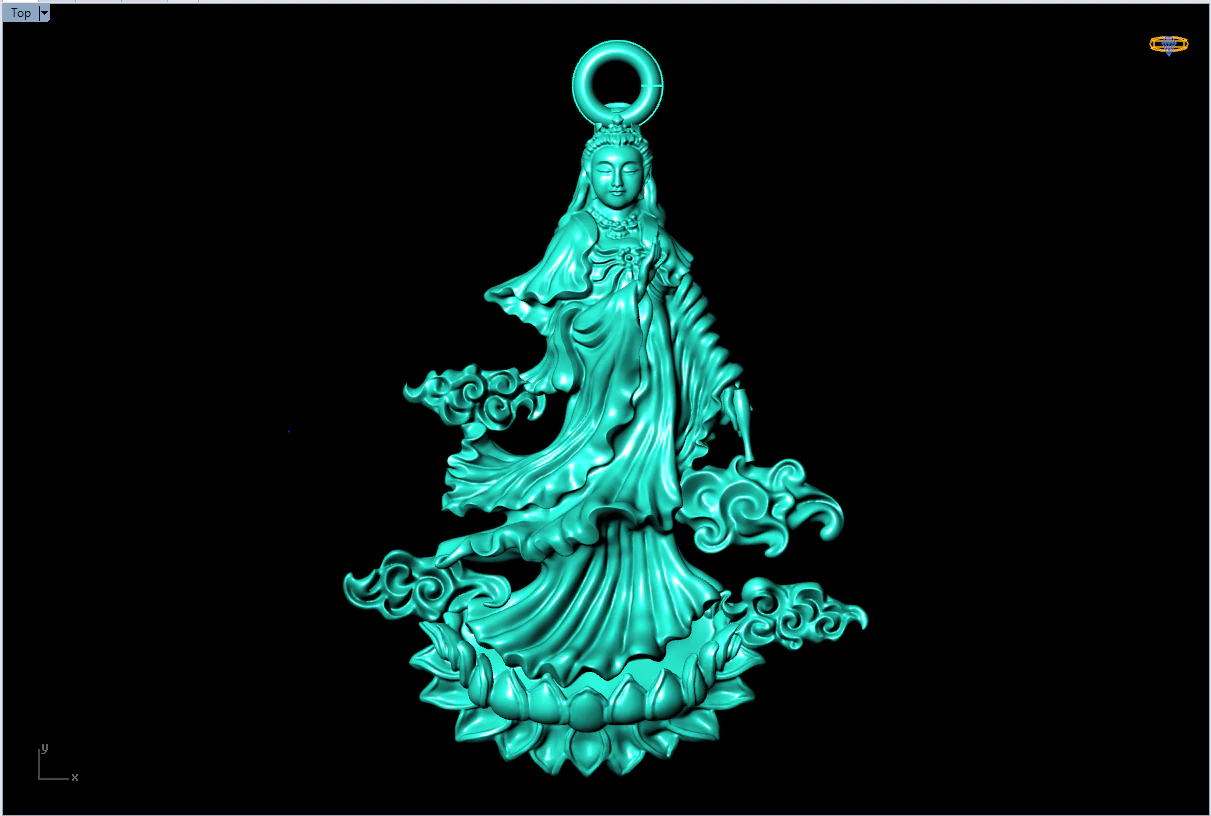 Guan Yin Pendant - Bodhisattva Goddess of Mercy Jewelry - N1046 3D Print Model .c4d .max .obj .3ds .fbx .stl .blend 