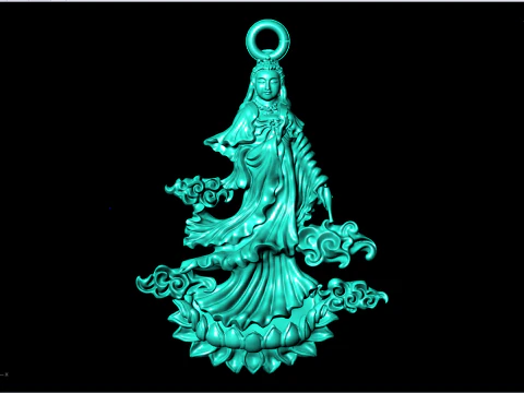 Pingente Guan Yin - Joias Bodhisattva Deusa da Miseric&oacute;rdia - N1046 Modelo de Impressão 3D