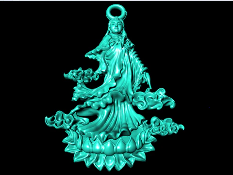 Guan Yin Pendant - Bodhisattva Goddess of Mercy Jewelry - N1046 3D Print Model