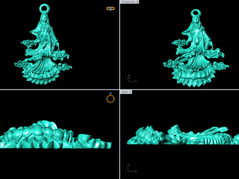 Guan Yin Pendant - Bodhisattva Goddess of Mercy Jewelry - N1046 3D Print Model