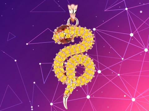 Ciondolo serpente - Ciondolo zodiaco - N796 Modello di stampa 3D