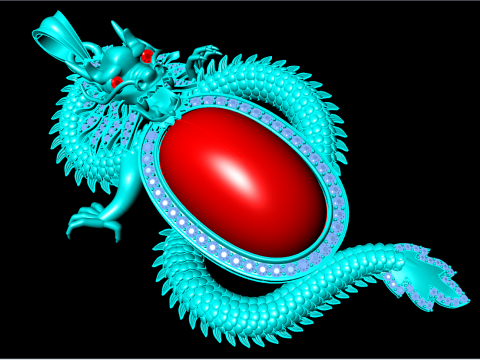Кулон-дракон - Овальний чоловічий кулон - N231A 3D Принт Модель