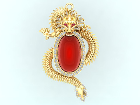 Кулон-дракон - Овальний чоловічий кулон - N231A 3D Принт Модель