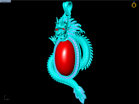 Кулон-дракон - Овальний чоловічий кулон - N231A 3D Принт Модель