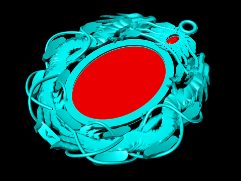 Twin dragon pendant - Dragon pendant - Mens oval stone pendant - N5358 3D Print Model