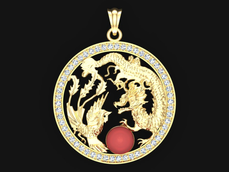 Pingente dragão fênix - Pingente dragão - Pingente fênix - N491 Modelo de Impressão 3D .c4d .max .obj .3ds .fbx .stl .blend 