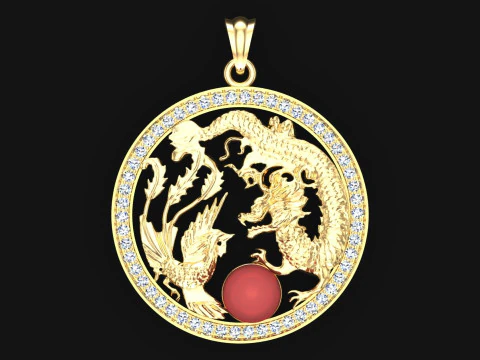 Ciondolo drago fenice - Ciondolo drago - Ciondolo fenice - N491 Modello di stampa 3D