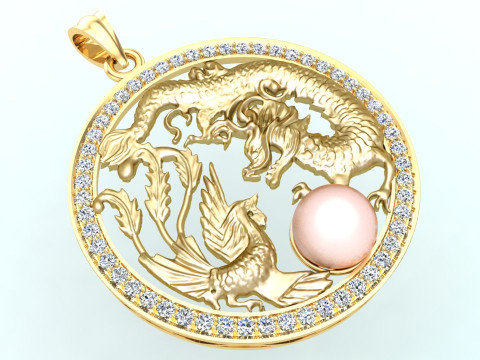 Pingente dragão fênix - Pingente dragão - Pingente fênix - N491 Modelo de Impressão 3D