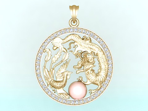 Pingente dragão fênix - Pingente dragão - Pingente fênix - N491 Modelo de Impressão 3D