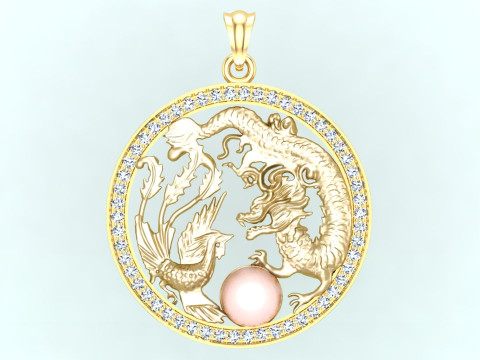 Pingente dragão fênix - Pingente dragão - Pingente fênix - N491 Modelo de Impressão 3D