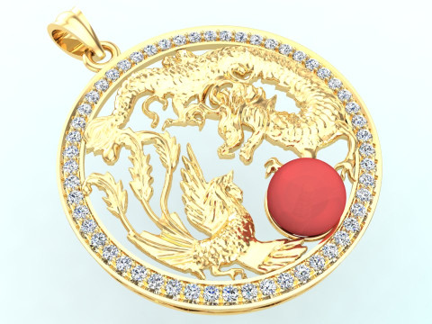 Pingente dragão fênix - Pingente dragão - Pingente fênix - N491 Modelo de Impressão 3D