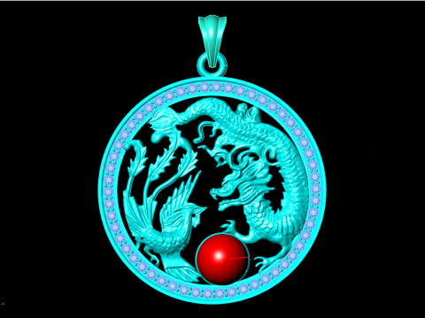 Pingente dragão fênix - Pingente dragão - Pingente fênix - N491 Modelo de Impressão 3D