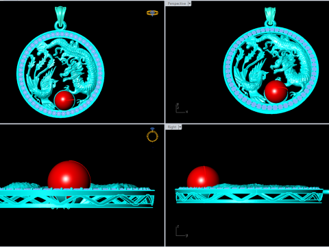 Pingente dragão fênix - Pingente dragão - Pingente fênix - N491 Modelo de Impressão 3D
