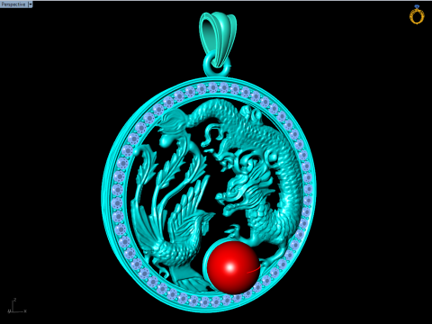 Pingente dragão fênix - Pingente dragão - Pingente fênix - N491 Modelo de Impressão 3D