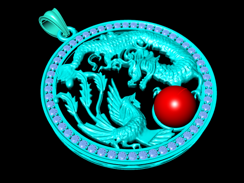 Pingente dragão fênix - Pingente dragão - Pingente fênix - N491 Modelo de Impressão 3D