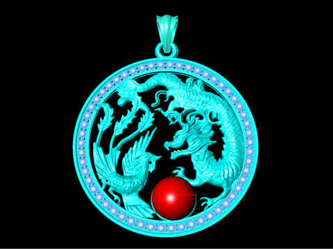Pingente dragão fênix - Pingente dragão - Pingente fênix - N491 Modelo de Impressão 3D