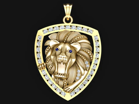Lion pendant - Mens pendants - N737 3D Print Model