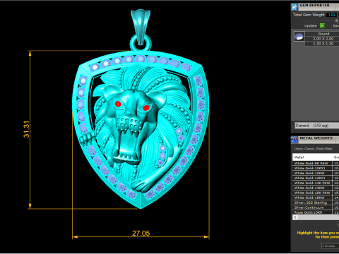 Lion pendant - Mens pendants - N737 3D Print Model