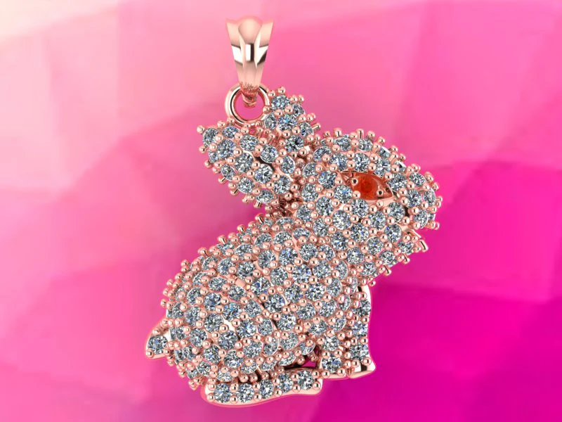 Rabbit pendant - Bunny pendant - Hare pendant - N795 3D Print Model .c4d .max .obj .3ds .fbx .stl .blend 