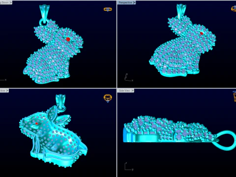 Rabbit pendant - Bunny pendant - Hare pendant - N795 3D Print Model
