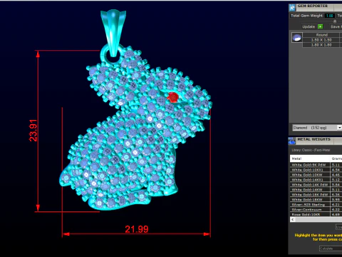 Rabbit pendant - Bunny pendant - Hare pendant - N795 3D Print Model