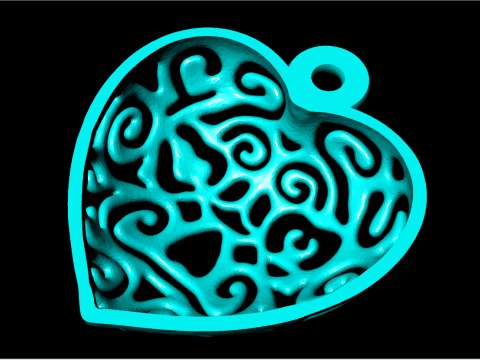 Heart pendant - Womens pendant - N957 3D Print Model