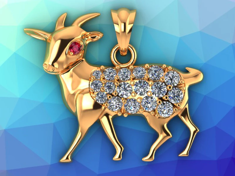 Goat pendant - N3675 3D Print Model .c4d .max .obj .3ds .fbx .stl .blend