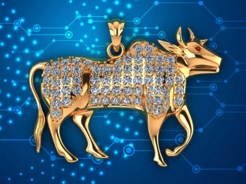 버팔로 펜던트 - 암소 펜던트 - Gaur 펜던트 - N3683 3D 프린트 모델