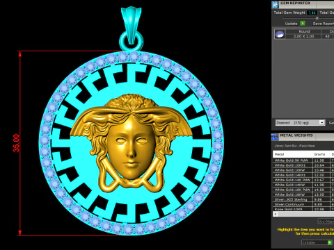 Medusa pendant - Mens pendant - N6755 3D Print Model