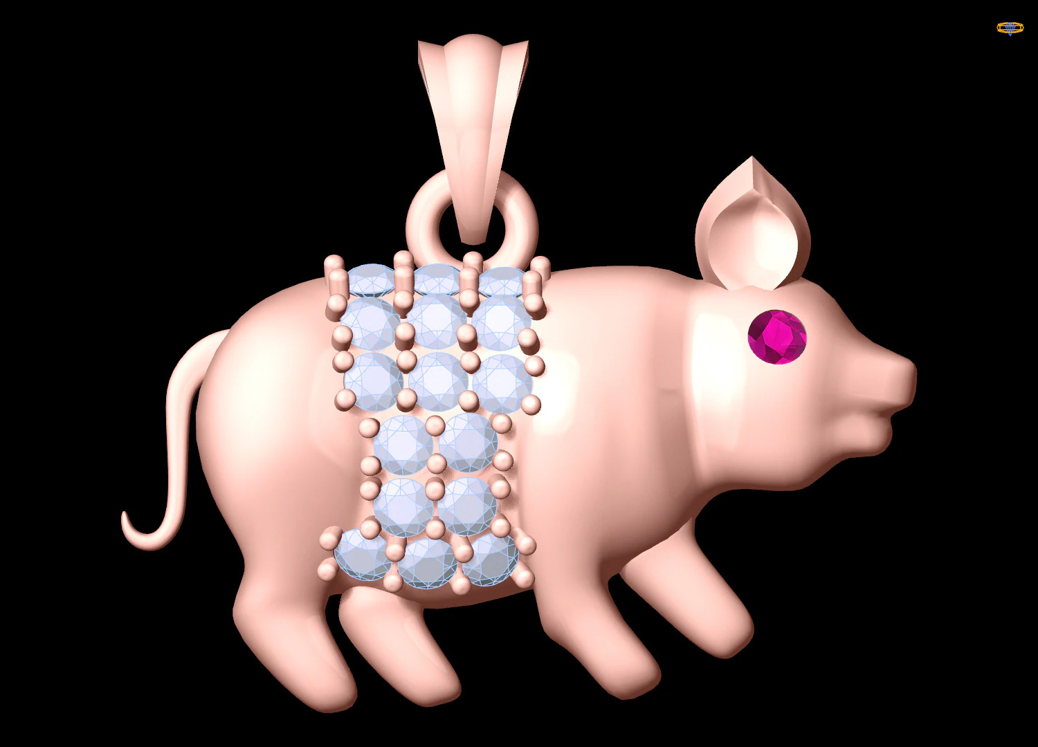 Pig pendant - Zodiac pendant - N5221 3D Print Model .c4d .max .obj .3ds .fbx .stl .blend 