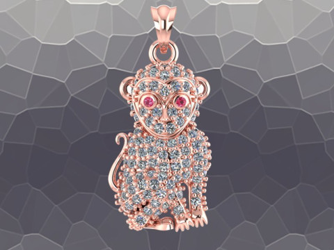 Monkey pendant - Zodiac pendant - N790 3D Print Model