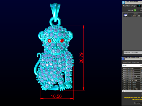 猴子吊坠 - 十二生肖吊坠 - N790 3D 打印模型