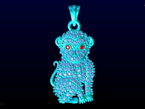 猴子吊坠 - 十二生肖吊坠 - N790 3D 打印模型