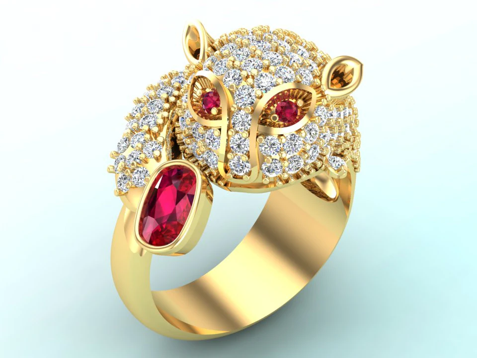 Leopard Ring - Cheetah ring - Panther ring - Panda ring - N240 3D Print Model .c4d .max .obj .3ds .fbx .stl .blend