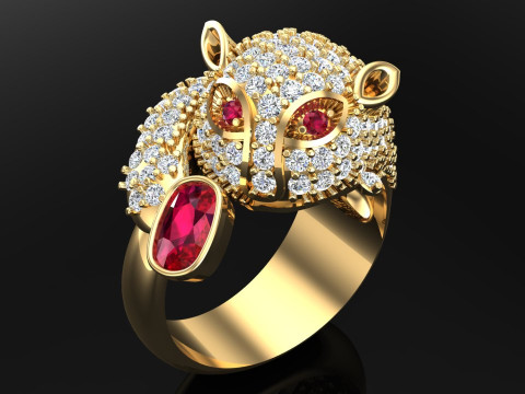 Leopard Ring - Cheetah ring - Panther ring - Panda ring - N240 3D Print Model