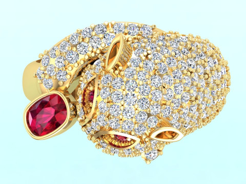 Leopard Ring - Cheetah ring - Panther ring - Panda ring - N240 3D Print Model