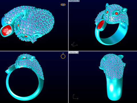 Leopard Ring - Cheetah ring - Panther ring - Panda ring - N240 3D Print Model