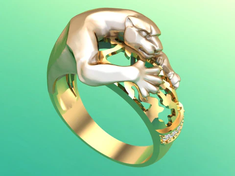 Leopard rings - Cheetah ring - Panther ring - Men ring - N558 3D Print Model