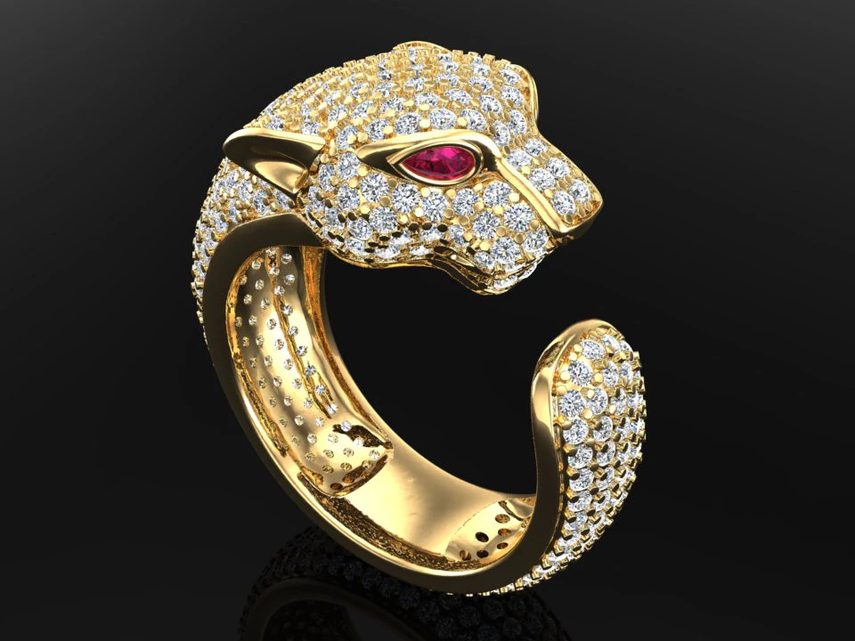 Leopard Ring - Cheetah ring - Panther ring - N712 3D Print Model .c4d .max .obj .3ds .fbx .stl .blend 