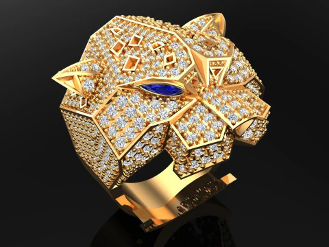 Anéis de leopardo - Anel de chita - Anel de pantera - Anel de homem - N808 Modelo de Impressão 3D