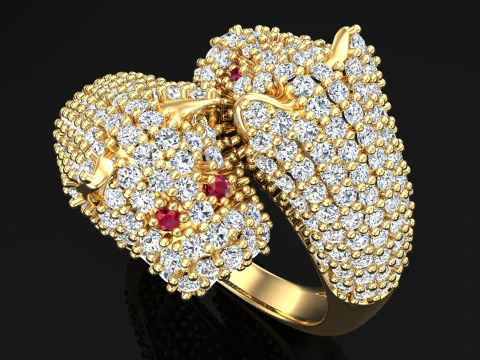 Dubbele Luipaardringen - Cheetah-ring - Panterring - N1002 3D printmodel