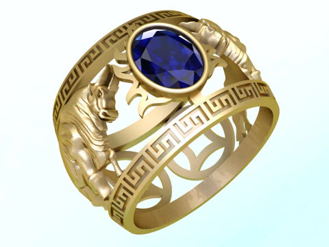 Anéis de búfalo - Anel Gaur - Anel de vaca - Anel de touro - N2691 Modelo de Impressão 3D